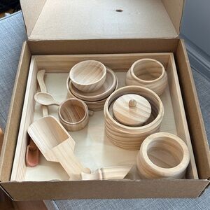 Wooden Kitchen Play Set/ Sensory play tools